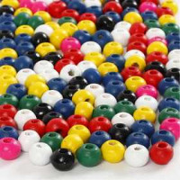 Holzperlen-Mix, D: 5 mm, Lochgröße 1,5 mm, Sortierte Farben, 6g, ca. 150 sort. [HOB-570399]