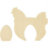 2in1 - Holzfigur, Henne mit Ei, H 4,5+10 cm, B 3,5+10,5 cm, Sperrholz, 1Set, Tiefe 1,2 cm [HOB-57899]