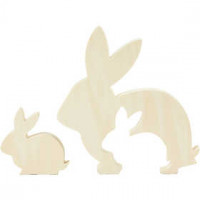 2in1 - Holzfigur, Hasen, H 5+10,5 cm, B 5+10 cm, Sperrholz, 1Set, Tiefe 1,2 cm [HOB-57900]