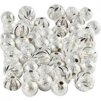 Glitzerperlen-Mix, Größe 8-10 mm, Lochgröße 1,2 mm, Versilbert, 50sort. [HOB-60162]