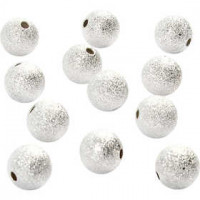 Glitzerperlen, D: 10 mm, Lochgröße 1,5 mm, Versilbert, 20Stck. [HOB-60666]