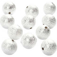 Glitzerperlen, D: 12 mm, Lochgröße 1 mm, Versilbert, 20Stck. [HOB-60668]