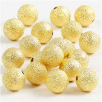 Glitzer-Bead, D: 12 mm, Lochgröße 1 mm, Gold, 2. Wahl, 20Stck. [HOB-60723]