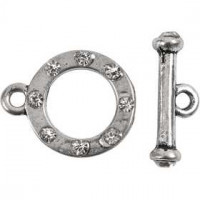 Knebelverschluss, D: 17 mm, L 20 mm, Antiksilber, 1Set [HOB-63267]
