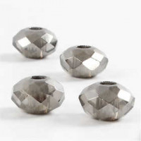 Glasperlen, Größe 9x14 mm, Lochgröße 4 mm, Dunkelgrau, 4Stck. [HOB-68945]