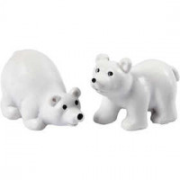 Kleine Tierfiguren, H 30 mm, L 45 mm, Weiß, Eisbären, 2Stck. [HOB-69837]