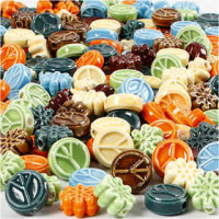 Keramikperlen, Größe 7x15 mm, Lochgröße 2 mm, 224Stck. [HOB-69878]