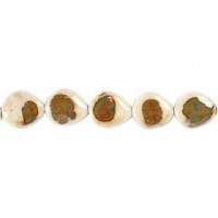 Pottery Beads, D: 24x22 mm, Lochgröße 2 mm, Creme, Oval, 9Stck. [HOB-69956]