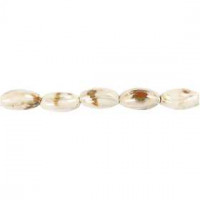 Pottery Beads, D: 23x12 mm, Lochgröße 2 mm, Creme, Faßförmig, 9Stck. [HOB-69958]