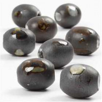 Pottery Beads, Größe 15x13 mm, Lochgröße 3 mm, Grau-beige, fassförmig, 13Stck. [HOB-69966]