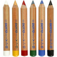 Schminkstifte, Sortiment, L 9 cm, Standard-Farben, Grundfarben, 6Stck. [HOB-77200]