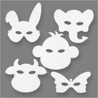 Tier-Masken, H 13-24 cm, B 20-28 cm, 16Stck., 230 g [HOB-95201]