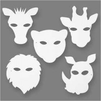 Dschungeltier-Masken, H 22,5-25 cm, B 20,5-22,5 cm, 16Stck., 230 g [HOB-95213]