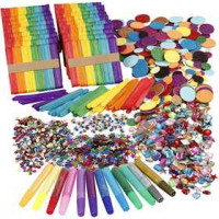 Glitzer und Holzstäbchen, Sortierte Farben, 1Set [HOB-97435]