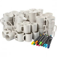 Weiße Porzellanbecher,  48 Stck, Weiß, 1Set [HOB-99512]