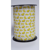 Kräuselband Osterküken Weiß mit Gelb 10mm x 225 meter (1 Rolle) [HV-EAS10WY]