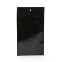 Black Metallized Hanging Zipper Barrier Bags 15.4 x 23.5 cm (100 Pieces) [HZBB7MB]