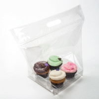Polytragetaschen für 4 Cupcakes 36,8x17,8x28,6cm mit Druckverschluss (100 Stück) [CZHB2]