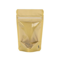 Standbodenbeutel Transparent/Gold 12x7,5x18,5cm | 114 Gramm (100 Stück) [ZBGGC46]
